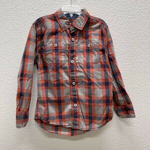 Tucker + Tate Plaid Shirt Boys Size 4 School Button Up Front Red Blue Gray